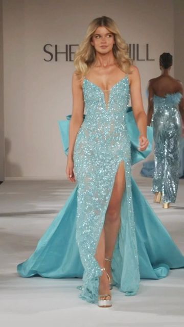 Sherri Hill Runway Videos, Light Blue Prom Dress Sherri Hill, Sheri Hill Dresses 2022, Sherri Hill Couture, Sherri Hill Blue Dress, Butterfly Sherri Hill Dress, Sherri Hill, Pageant Gowns, Pageant Dresses