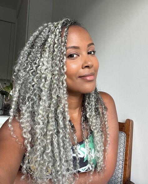 Saying my goodbyes to this great timesaving style.👋🏾 What’s next?? #bohobraids #greyhair #grayhair #braids #silversisters Grey Braids For Black Women, Grey Braids, Ash Grey Hair, Gray Hairstyles, Braids For Black, Silver Sisters, Braids For Black Women, Boho Braids, Goddess Braids