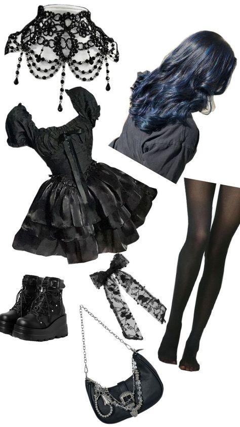 Asthetic goth Outfit Girly Goth Outfits, Cute Gothic Outfits, Simple Goth Outfit, Goth Outfits Casual, Goth Closet, Romantic Goth Outfits, Goth Outfits Aesthetic, Cute Goth Outfits, Goth Outfit Inspo