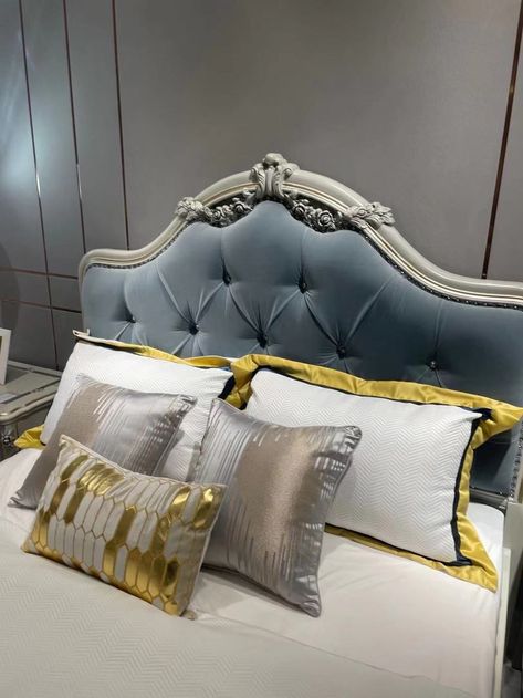 bedrooms Blue Grey Headboard, Victorian Beds, French Headboard, French Style Bed, Victorian Bed, Luxury Bedrooms, Platform Bedroom Sets, Bed Headboard Design, Luxury Furniture Sofa