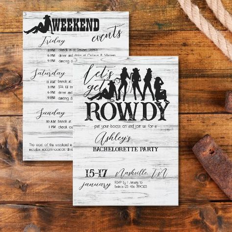 $1.99 | Let's get rowdy cowgirl bachelorette party | Bachelorette Party Invitations | let's get rowdy, cowgirl, bachelorette party, team bride, bride tribe, last rodeo, silhouette, western rustic, bachelorette weekend, template Bachelorette Card, Western Bachelorette Party, Cowgirl Bachelorette Party, Cowgirl Bachelorette Parties, Last Rodeo, Cowgirl Bachelorette, Bachelorette Party Invitation, Western Rustic, Nashville Bachelorette