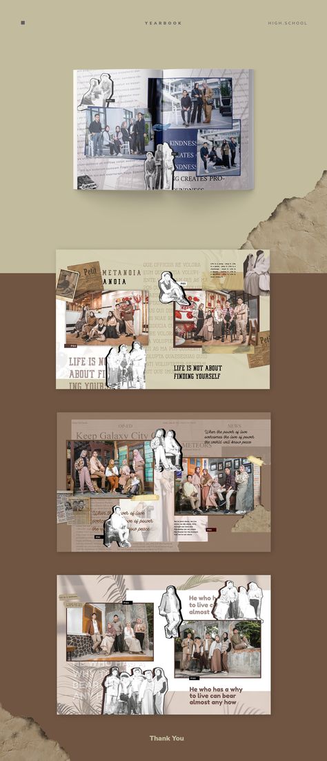 Scrapbook Magazine Ideas, Cool Yearbook Ideas Design Layouts, Old Yearbook Aesthetic, Buletin Design Ideas, Vogue Yearbook Theme, Highschool Yearbook Design Layout, Vintage Yearbook Photos, Yearbook Cover Ideas Creative, Vintage Yearbook Aesthetic