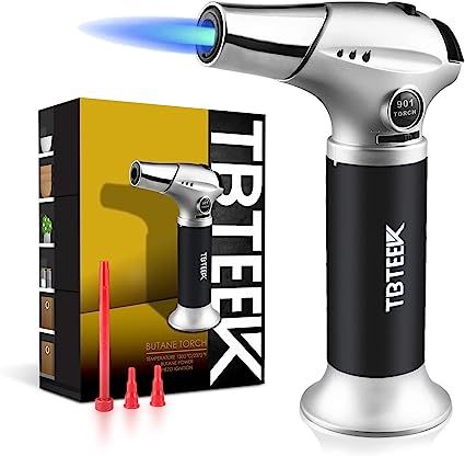 Color	Silver
Brand	TBTeek
Item Weight	225 Grams
Item Dimensions LxWxH	5 x 2.6 x 6.7 inches
Material	Aluminum Creme Brulee Torch, Cooking Torches, Cooking Torch, Butane Torch Lighter, Kitchen Torch, Butane Lighter, Windproof Lighter, Silicone Brush, Torch Light