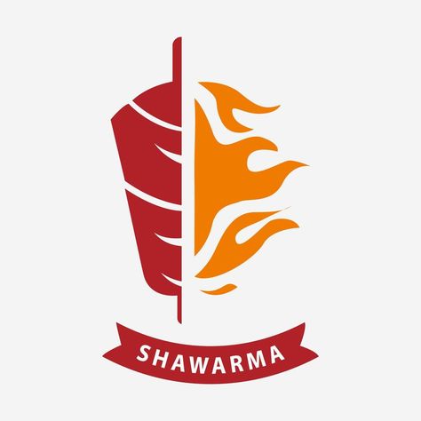 Shawarma logo for restaurants and markets. Shawarma Logo Design Creative, Shawarma Logo, Kebab Logo, Fire Icons, Doner Kebab, Grilled Turkey, Smoked Beef, Restaurant Names, Grilled Sandwich