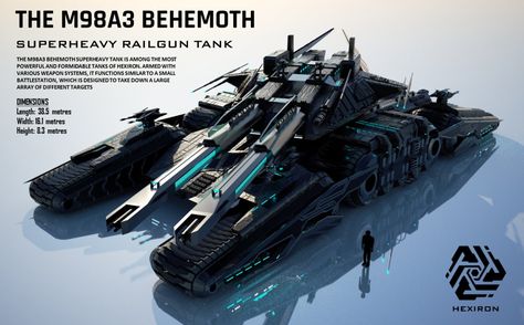 M98A3 Behemoth Superheavy Railgun Tank (UPDATED) by Universe-of-Dusk on DeviantArt Future Tank, Sci Fi Tank, Sci Fi Ships, Battle Tank, Tank Design, Army Vehicles, Ex Machina, Futuristic Cars, Futuristic Technology