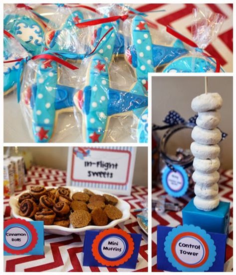 Airplane Party Food, Airplane Themed Birthday Party, Airplane Party Theme, Helicopter Birthday, Airplane Birthday Party Decorations, Vintage Airplane Party, Time Flies Birthday, Planes Birthday Party, Plane View