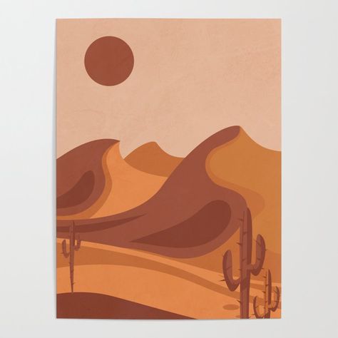 Desert Illustration Minimal, Minimalist Mural, Desert Mural, Dune Poster, Alphabet Project, National Park Sign, Desert Artwork, Textile Tapestry, Black Art Painting