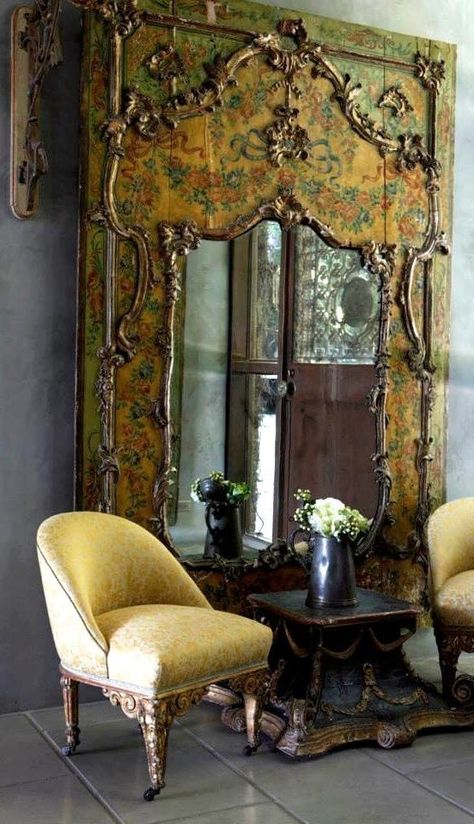 Hand Painted Mirrors, Trumeau Mirror, French Mirror, Large Wall Mirror, Vintage Mirrors, Mirror Painting, Beautiful Mirrors, Large Mirror, French Decor