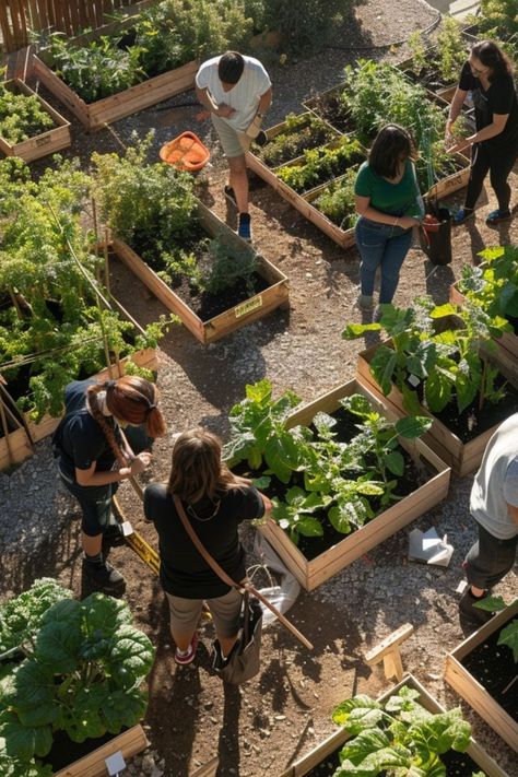 Sustainable Urban Planning, Community Center Aesthetic, Community Living Architecture, Vision Board Community, Community Garden Aesthetic, Eco Neighborhood, Eco City Concept, Community Service Aesthetic, Community Garden Ideas