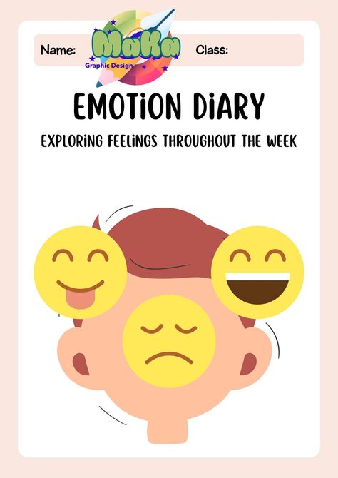 Encourage emotional awareness and self-expression with our Emotion Diary: Exploring Feelings Throughout the Week! This downloadable PDF features 8 pages designed to help children identify and reflect on their feelings in a fun and engaging way. Childhood Development, Emotional Awareness, Educational Books, Books For Kids, Cream Yellow, Hands On Learning, Worksheet Template, Interactive Activities, Preschool Worksheets