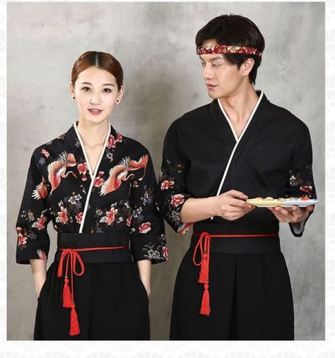 New Unisex Japanese Korea Style Medium Sleeve Cook Uniform Kimono Waiter Work Wear Chef Sushi Restaurant Overalls _ - AliExpress Mobile Business Attire Dress, Waiter Uniform, Flight Attendant Uniform, Chef Jackets, Role Play Costume, Chef Uniform, Sushi Restaurant, Japanese Dress, Korea Style