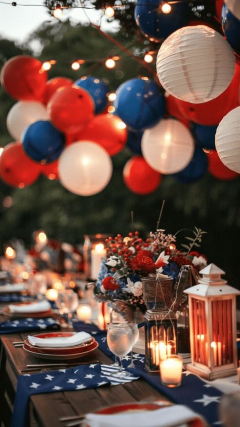 Backyard 4th Of July Party, 4th July Decor, July 4 Decor, American Party Ideas, Usa Party Theme, 4 July Decoration, Usa Theme Party, 4th July Decorations, July Wedding Ideas