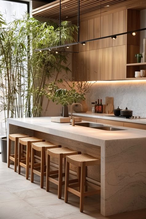 35  Japandi Kitchen Designs and Ideas to Copy - TastyInteriors Japandi Kitchen Island, Japandi Interior Design Kitchen, Japandi Kitchen Ideas, Japandi Style Kitchen, Modern Kitchen Design Trends, Japandi Kitchen Design, Kitchen Oak, Zen Kitchen, Japandi House