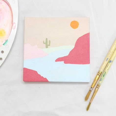 Mini Canvas Paintings Preppy, Pastel Canvas Painting Ideas, Pastel Painting Ideas On Canvas, Preppy Mini Paintings, Cute Paintings On Canvas Aesthetic Pink, Simple Pastel Painting Ideas, 4 Square Painting Ideas, Aesthetic Pastel Painting Ideas Easy, Pastel Canvas Painting Easy