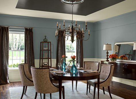 Elegant dining room Dinig Room, Essex Green, Neutral Dining Room, Dining Room Paint Colors, Set Meja Makan, Dining Room Paint, Dining Room Blue, Grey Dining Room, Dining Room Colors