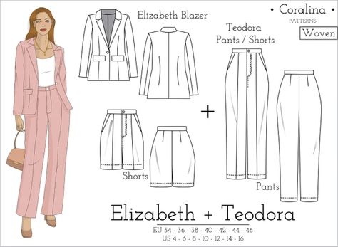 CoralinaPatterns - Etsy Pant Suit Sewing Pattern, Bison Board, Blazer Sewing Pattern, Pattern Making Software, Hannah Ideas, Sewn Clothes, Crafting Activities, Clothes Making, How To Make Skirt