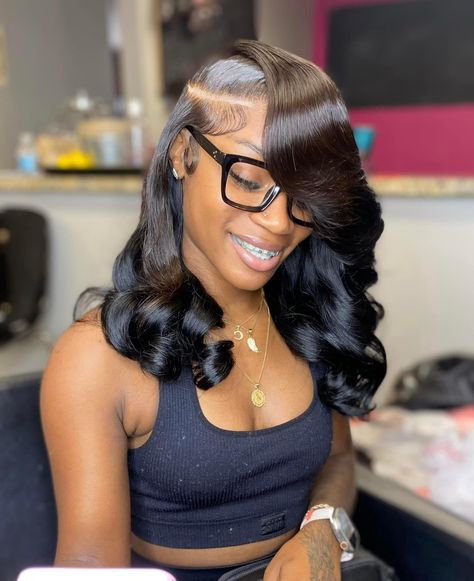 Ponytail Hairstyles For Black Women, Quick Weave Styles, Competition Hair, Hair Styles To Try, Frontal Wig Hairstyles, Curly Weave Hairstyles, Hairstyles Medium Length, Birthday Hairstyles, Goddess Braids Hairstyles