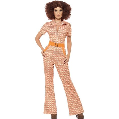 Authentic 70's Chic Costume For Women ($40) ❤ liked on Polyvore featuring costumes, halloween costumes, womens 70s costumes, womens disco costumes, ladies halloween costumes, womens costumes and 1970s costumes Moda 70s, 1970 Outfits, Disco Fancy Dress, 70s Fancy Dress, Chic Costume, 70s Mode, 70s Jumpsuit, 70s Fashion Outfits, 70s Costume