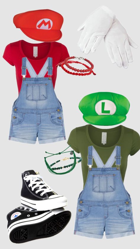 halloween costumes ❤️💚 #marioandluigi #outfitinspo #halloweencostume Luigi Halloween Costume, Gangster Halloween Costumes, Mario Halloween Costumes, Fun Halloween Outfits, Mario Und Luigi, Mario E Luigi, Cute Group Halloween Costumes, Matching Halloween Costumes, Classy Halloween Costumes