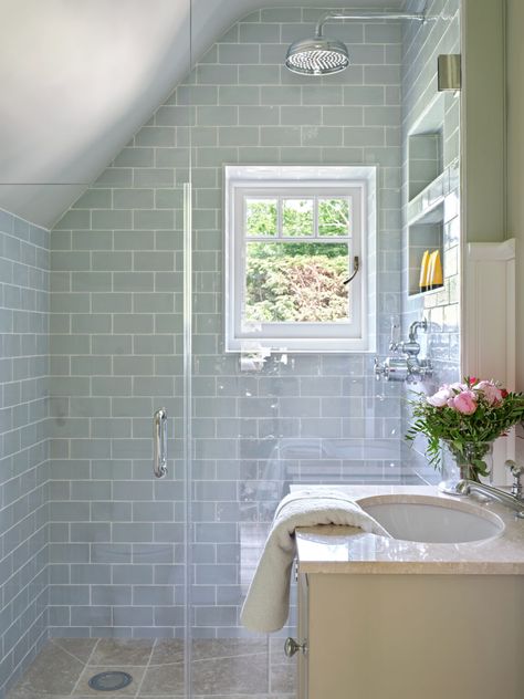 Bathroom Ideas | Shower Ideas | Shower Tile Ideas | Slanted Ceiling Shower Slanted Ceiling Bathroom, Surrey House, Cottage Bath, Cute Bathroom, Shower Tile Ideas, Cozy Bathroom, Slanted Ceiling, Best Bathroom Designs, Attic Remodel