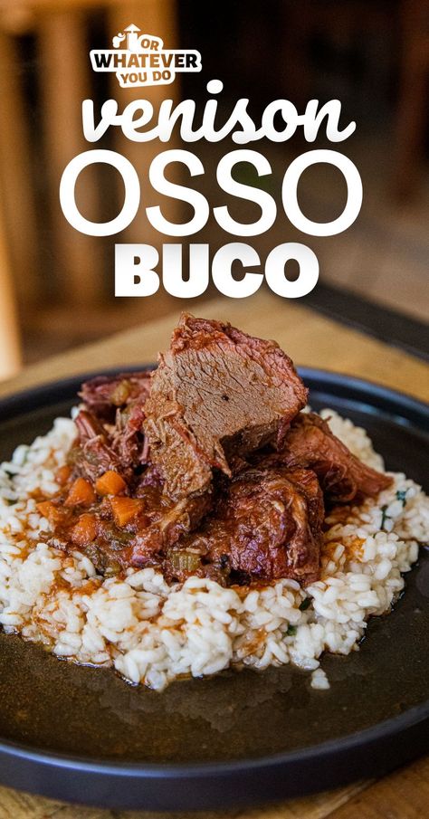 Venison Neck Roast Recipe Crock Pot, Oryx Recipe, Venison Osso Bucco Recipe, Venison Osso Bucco, Oso Bucco Recipe, Venison Medallions, Venison Backstrap Recipes, Smoked Venison, Osso Bucco Recipe