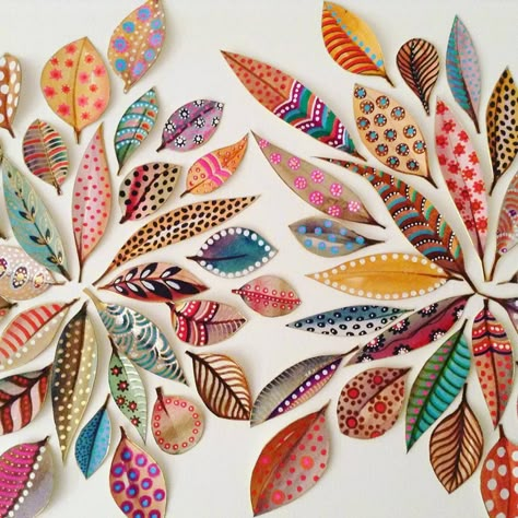 Illustration Kunst, Leaf Crafts, Autumn Crafts, Painted Leaves, Nature Crafts, Autumn Art, Leaf Art, Kids Art, Fall Crafts