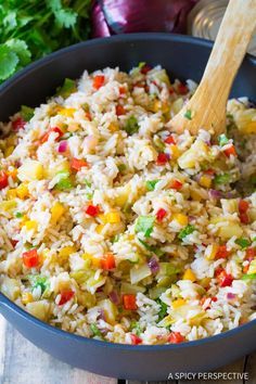 Confetti Rice Recipe, Confetti Rice, Trinidadian Food, Rice Biryani, Caribbean Rice, Jamaican Rice, Coconut Rice Recipe, A Spicy Perspective, Rice Side