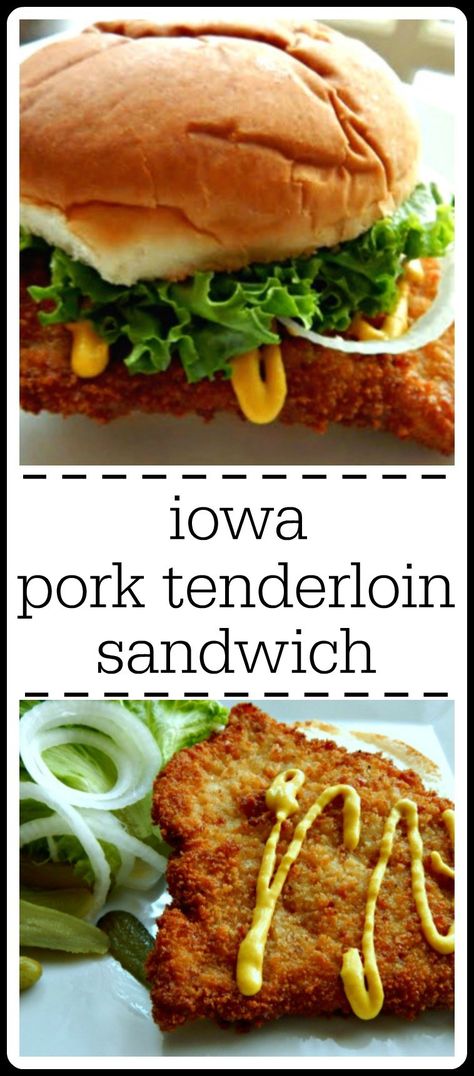 This is the classic Iowa Pork Tenderloin Sandwich, sometimes called the Breaded Pork Tenderloin or BPT for short! Done well it's sublime!! #PorkTenderloin #IowaPorkTenderloin #BPTSandwich Breaded Pork Tenderloin, Tenderloin Sandwich, Fried Pork Tenderloin, Tartiflette Recipe, Pork Tenderloin Sandwich, Roast Beef Sandwich, Tenderloin Recipes, Pork Sandwich, Pork Tenderloin Recipes