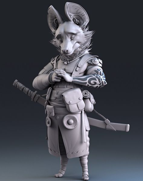 ArtStation - Lycon Pictus the Big Ear, Manuel De Jorge Zbrush Character, Digital Sculpture, 3d Figures, 3d Modelle, Character Modeling, 3d Characters, Character Creation, Creature Design, 3d Rendering