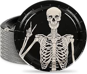 AnyDesign Halloween Paper Plates Disposable Spooky Skeleton Plates 9 Inch Decorative Tableware Dessert Plates for Holiday Party Decor Supplies, 24Pcs Halloween Paper Plates, Halloween Color, Holiday Party Decor, Spooky Skeleton, Halloween Party Supplies, Halloween Paper, Holiday Party Decorations, Dessert Plates, Party Tableware