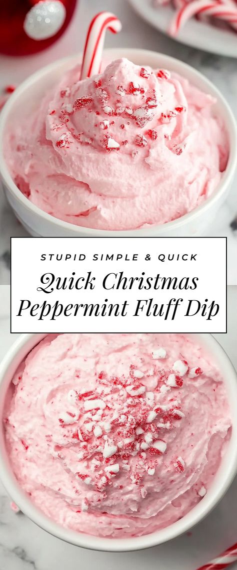 Image for Quick Christmas Peppermint Fluff Dip Peppermint Dessert Dip, Dessert Dips With Marshmallow Fluff, Christmas Dip With Cool Whip, Peppermint No Bake Dessert, Peppermint Pudding Dessert, Christmas Whipped Cream, Peppermint Dip Cream Cheese, Marshmallow Fluff Ideas, Pink Christmas Snacks