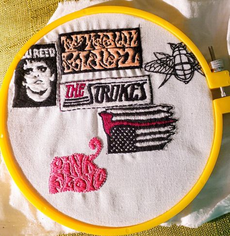 Embroidery Album Cover, Embroidered Album Cover, The Strokes Funny, The Strokes Albums, The Strokes In Transit, Tame Impala, Lou Reed, The Strokes, Pink Floyd