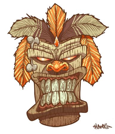 Tiki God mask by *MarcosMachina on deviantART Luau Ideas, Snowboard Stickers, Tiki Tattoo, Tiki Faces, Tiki Man, Tiki Head, Tiki Totem, Tiki Art, Head Art