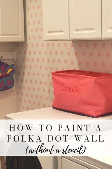 How to Paint a Polka Dot Wall without a Stencil! And a fun laundry room makeover! Crock Pot Pulled Pork Recipe, Pork Crockpot Recipes, Crockpot Pulled Pork, Polka Dot Walls, Sponge Painting, Pioneer Woman Recipes, How To Make Curtains, Laundry Room Makeover, Building A New Home