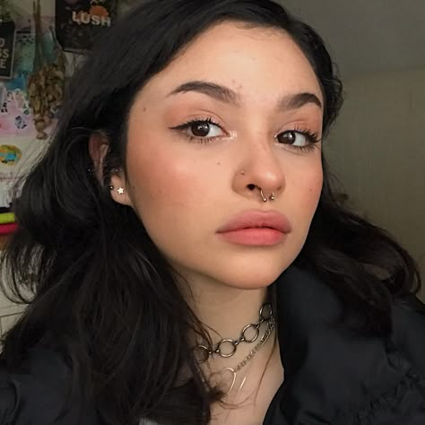 Septum And Stud Piercing Together, Nose Piercing Inspo Septum, Septum Piercing Women, Septum And Stud Piercing, Septum And Both Nostril Piercing, Nose And Septum Piercing, Nose Piercing Septum Aesthetic, Nose Piercings Septum And Nostril, Septum And Nostril Piercing