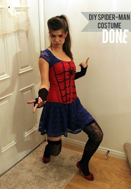 UNDONE: DIY Spider-Man Costume  @Rachel Keck, if only i had any of this stuff. Spider Woman Halloween Costume, Woman Costume Diy, Spider Woman Halloween, Spider Girl Costume, Rogue Costume, Spider Woman Costumes, Diy Superhero Costume, Kids Spiderman Costume, Superhero Costumes Kids