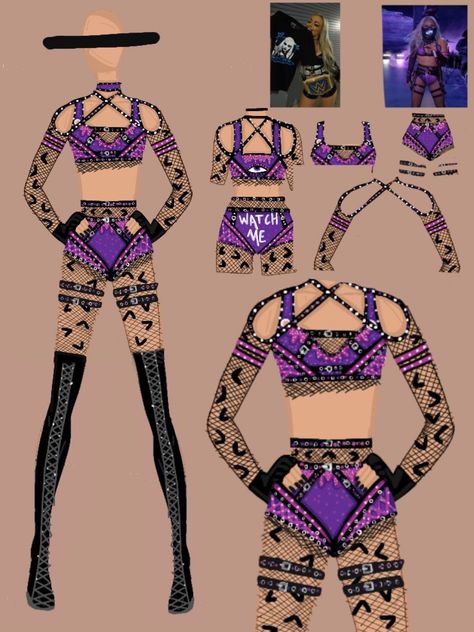 Wrestling Gear Ideas, Pro Wrestling Gear, Gear Drawing, Wrestling Attire, Wrestling Outfits, Wwe Outfits, Wwe Sasha Banks, Female Wrestling, Wrestling Gear