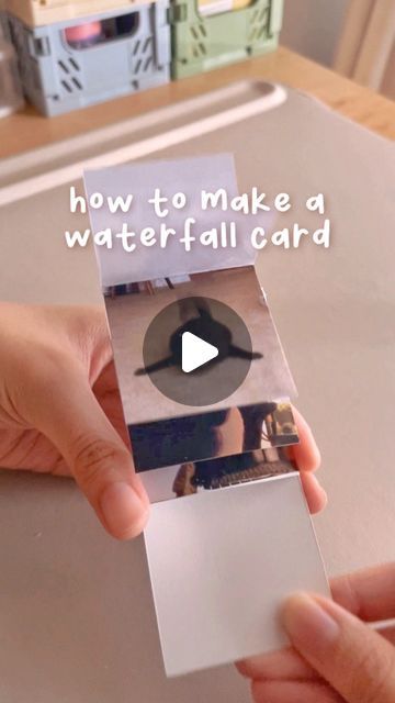 Waterfall Cards Tutorial, Waterfall Tutorial Drawing, Waterfall Card Tutorial, Waterfall Cards Tutorial Step By Step, How To Make A Waterfall Card, Waterfall Journal Tutorial, Waterfall Card, Waterfall Drawing, Mini Waterfall