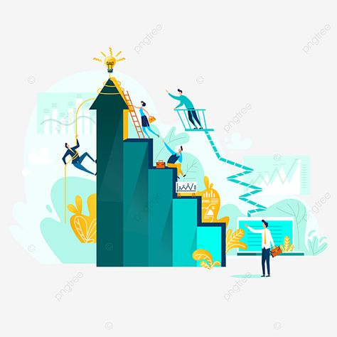 Ladder Of Success, Achieving Goals, Career Growth, Health Info, Free Vector Graphics, Web Banner, Digital Marketing Services, Displaying Collections, Cartoon Illustration