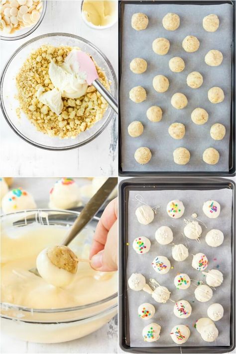 HOW TO MAKE CAKE BALLS Easy Cake Balls Recipe, Christmas Cake Balls, Cake Balls Recipe, Cake Pop Recipe Easy, Easy Christmas Candy Recipes, Cake Ball Recipes, Cake Dip, Delicious Christmas Desserts, Moist Cake