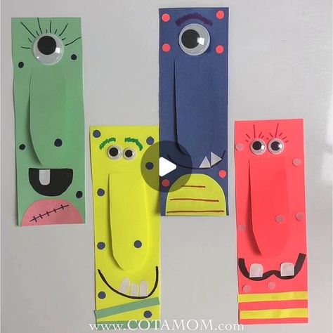 Easy Diy Bookmarks, Bookmarks Halloween, Monster Bookmark, Handmade Bookmarks Diy, Theme Nature, Paper Bookmarks, Bookmarks Kids, Diy Bookmarks, Book Markers