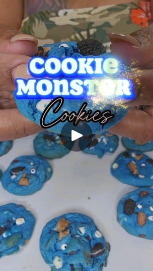 Cookie Monster Cookies Recipe, Chip Ahoy, Monster Snacks, Cookie Monster Cookies, Mini Oreos, Class Treats, Box Cake Recipes, Monster Cookies Recipe, Cookie Recipe Video