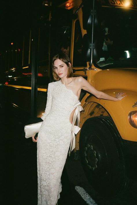 Laura Love Wore Saint Laurent—And Gold-Chain Paco Rabanne—For Her New York City Wedding | Vogue Wedding Vogue, Saint Laurent Dress, New York City Wedding, Vogue Wedding, Stylish Wedding Dresses, Church Ceremony, Bridal Musings, Modern Bridal, Modern Wedding Dress