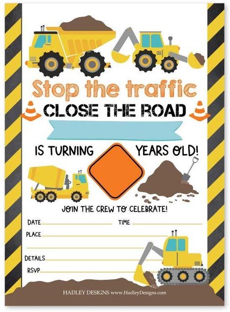 Construction Zone Birthday Party, Construction Party Invitations, Construction Themed Birthday Party, Truck Theme Birthday, Construction Birthday Invitations, Construction Theme Birthday Party, 2nd Birthday Party For Boys, Construction Theme Party, 2nd Birthday Boys