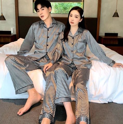 Pyjama Suit, Luxury Pajamas, Couple Pajamas, Sleepwear Fashion, Satin Set, Home Clothing, Night Dress For Women, Kawaii Fashion Outfits, Matching Couple Outfits