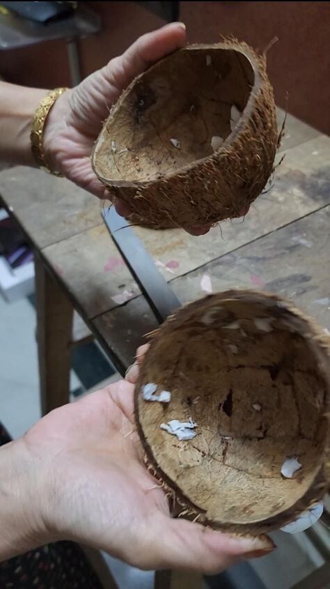 Craft From Coconut Shell, How To Get Coconut Meat Out Of Shell, Drinks In Coconut Shell, Plant In Coconut Shell, Coconut Shell Kitchen Items, Diy Coconut, Coconut Pudding, Cork Crafts, Coconut Shell