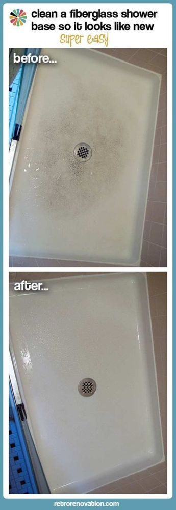 Bathtub Fiberglass Shower Pan, Casa Clean, Fiberglass Shower, Retro Renovation, Shower Pan, Shower Base, Household Cleaning Tips, Diy Cleaners, Cleaning Recipes