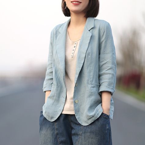 Linen Jacket Outfit Women, Linen Jackets Women, Jacket Outfit Women, Tunic Designs, Linen Fashion, Trendy Fashion Tops, Woman Suit Fashion, Linen Jackets, Professional Dresses