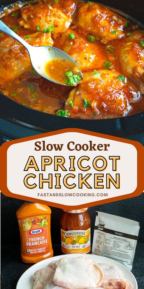 Apricot Chicken Slow Cooker, Slow Cooker Apricot Chicken, Chicken In Slow Cooker, Chicken Apricot, Apricot Chicken Recipes, Apricot Preserves, Easy Dinner Options, Apricot Chicken, Super Easy Dinner