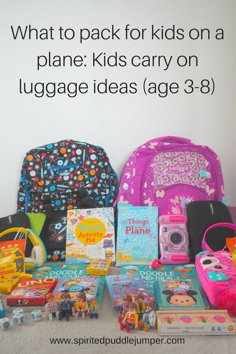 What to pack for children on the plane (ages 3-8) - The Spirited Puddle Jumper Kids Travel Activities, Airplane Carry On, Airplane Activities, Salford City, Puddle Jumper, Travel Outfit Plane, Flying With Kids, Travelling With Kids, Plane Travel